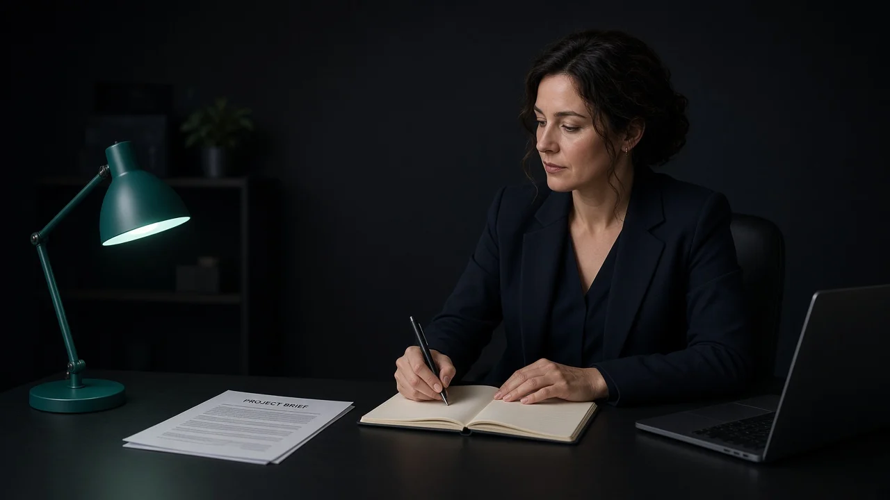 A professional preparing a digital project enquiry